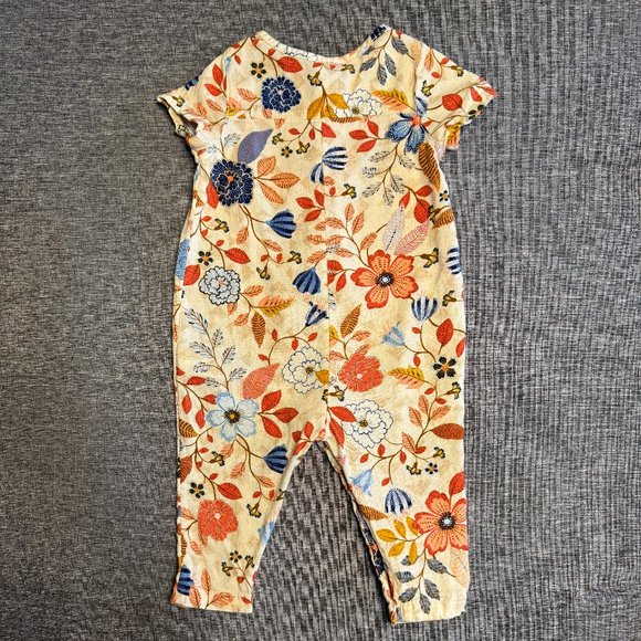 OLD NAVY cotton/rayon romper - cream w/ floral print - 12 mo - Picture 2 of 5